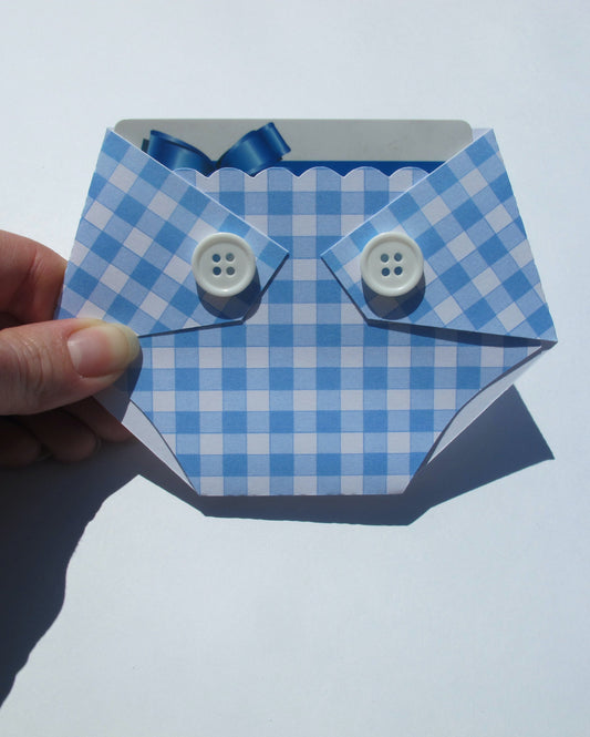 Baby Q Shower Prize - Baby Shower Game Gift - Gift Card Holder - Diaper Raffle Prize - Winner - Door Prize - Plaid - Giveaway - Favor