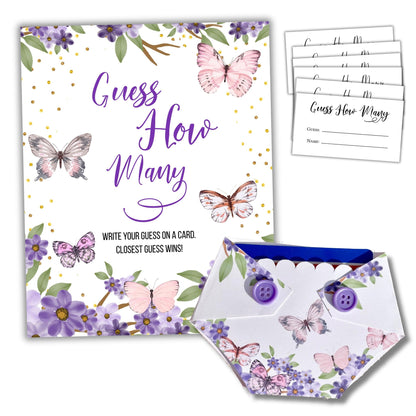 Guess How Many Baby Shower Game Set - Butterfly Themed  Guessing Activity