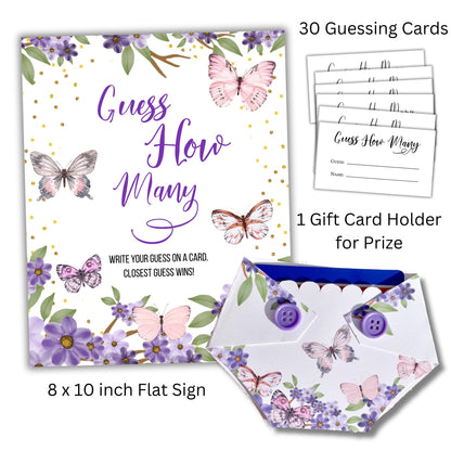Guess How Many Baby Shower Game Set - Butterfly Themed  Guessing Activity