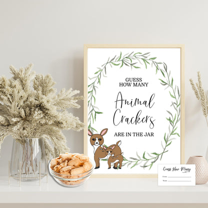 Guess How Many Baby Shower Game Set - Woodland Animals - Sign, 30 Cards, Gift Card Holder for Prize