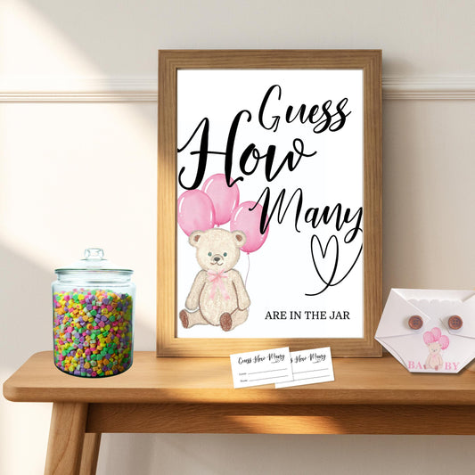 Bearly Wait Guess How Many Baby Shower Game Bundle -  Guessing Activity