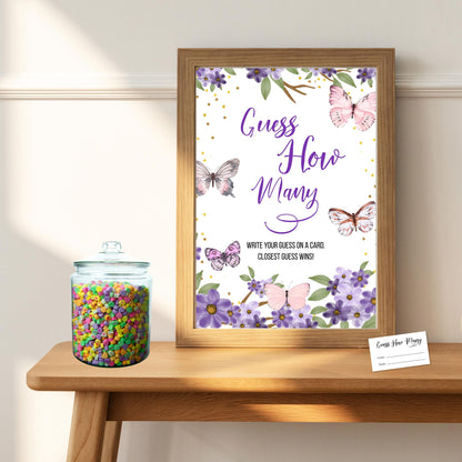 Guess How Many Baby Shower Game Set - Butterfly Themed  Guessing Activity