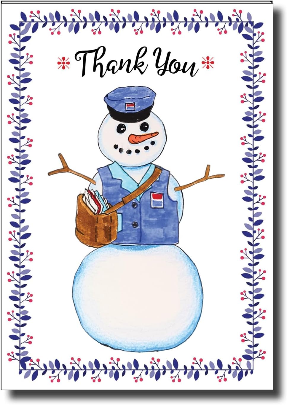 Letter Carrier Christmas Thank You Postcards - pack of 25 (Snowman)
