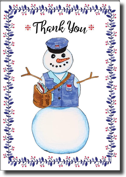 Letter Carrier Christmas Thank You Postcards - pack of 25 (Snowman)