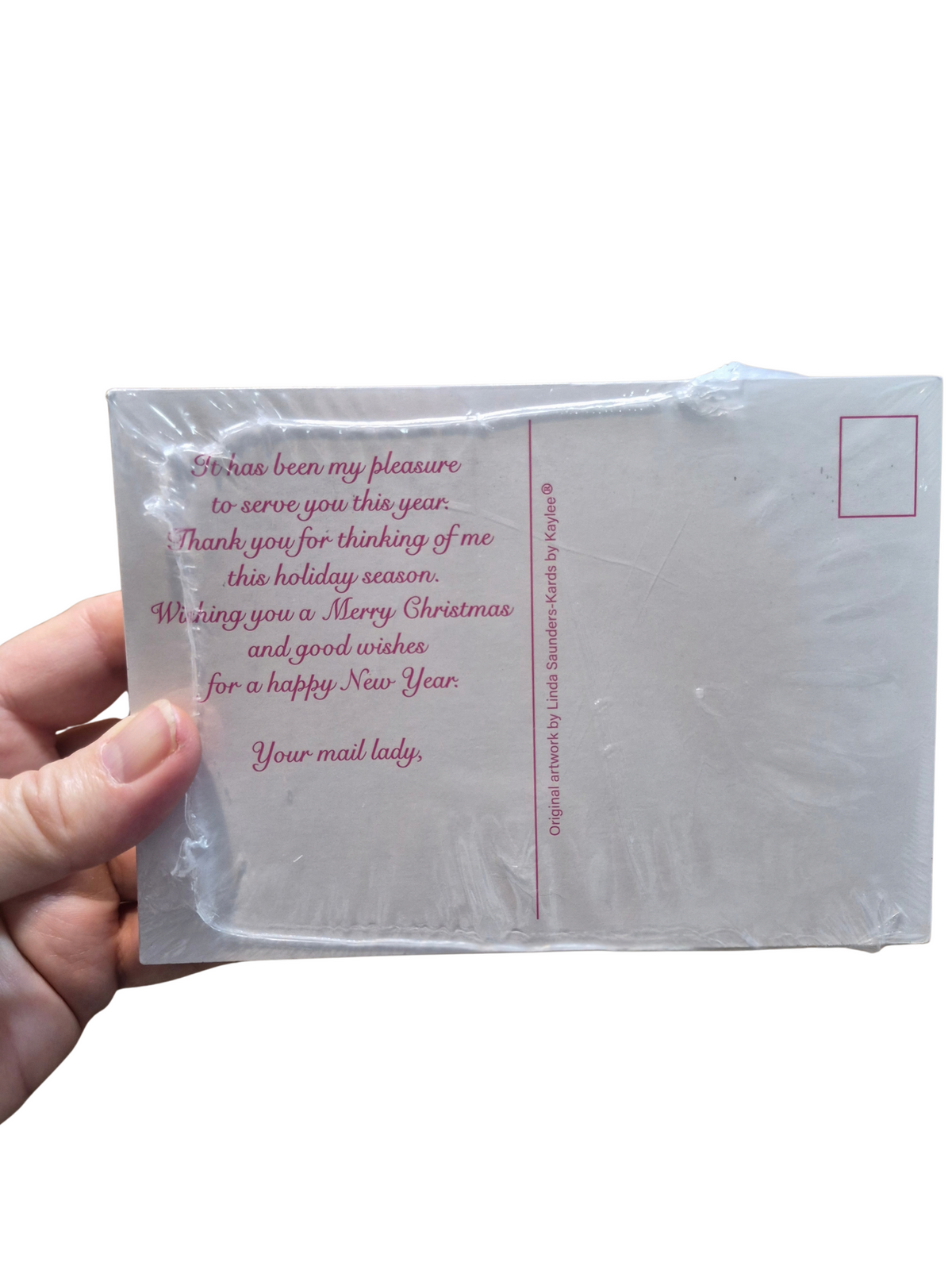 Christmas Card from Mail Lady - Pink Gingerbread Holiday card from mail carrier - Pack of 50 (Mail Lady)