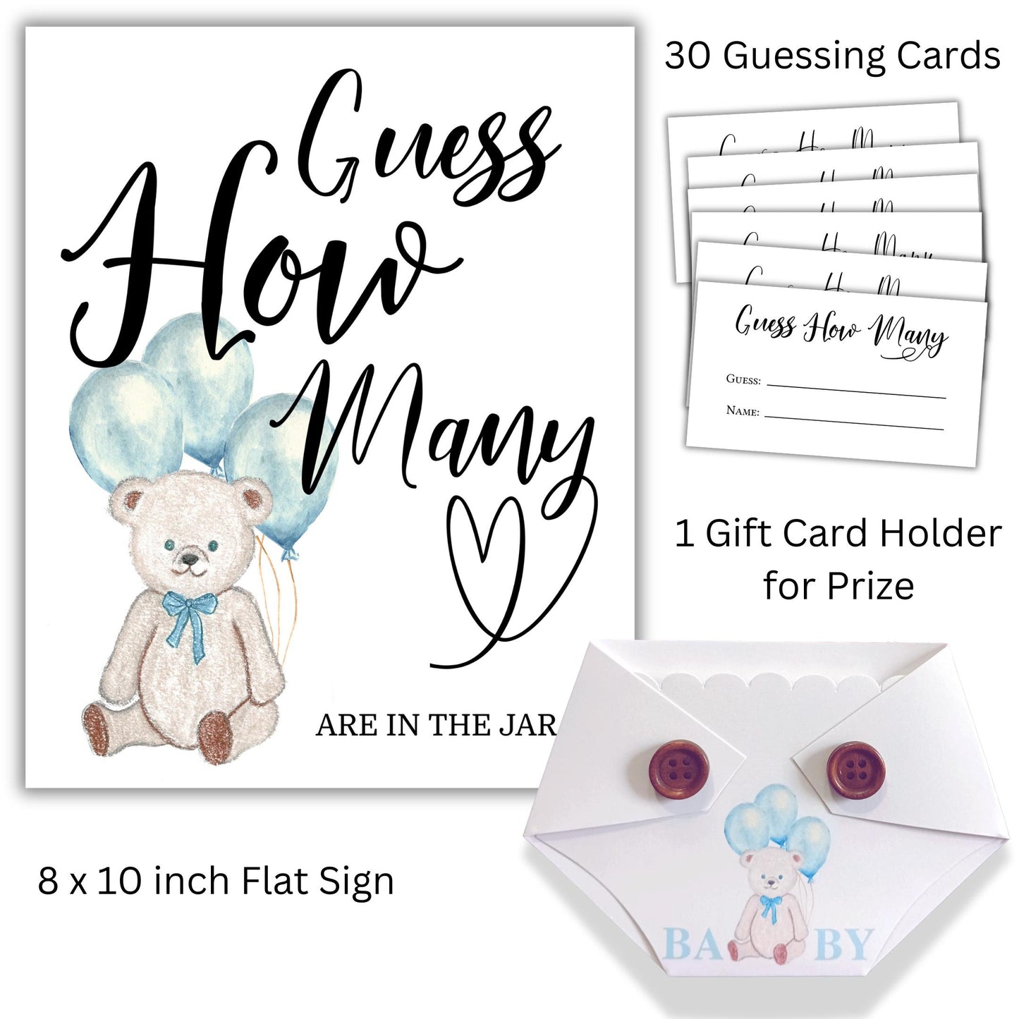 Bearly Wait Guess How Many Baby Shower Game Bundle -  Guessing Activity
