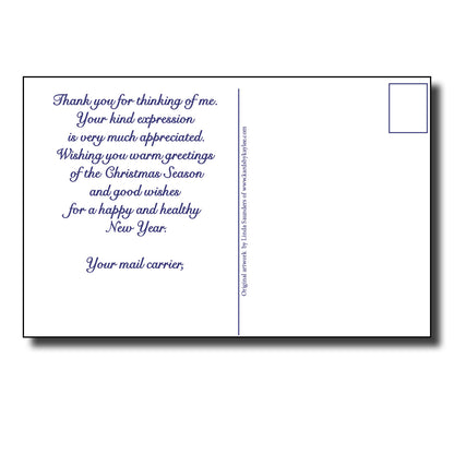 Letter Carrier Christmas Thank You Postcards - pack of 25 (Snowman)