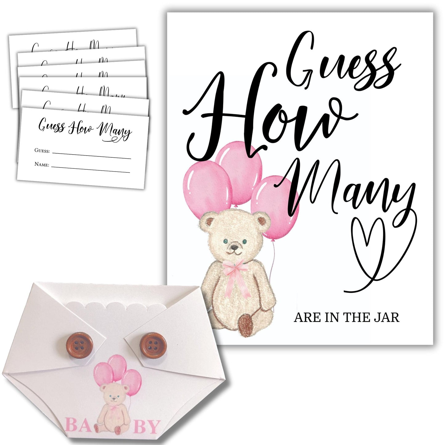 Bearly Wait Guess How Many Baby Shower Game Bundle -  Guessing Activity