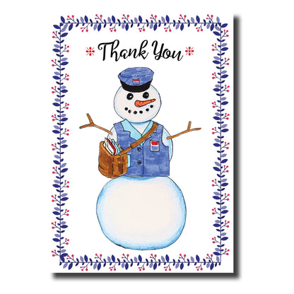 Letter Carrier Christmas Thank You Postcards - pack of 25 (Snowman)