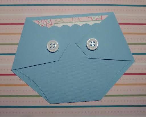 baby blue diaper shaped gift card holder