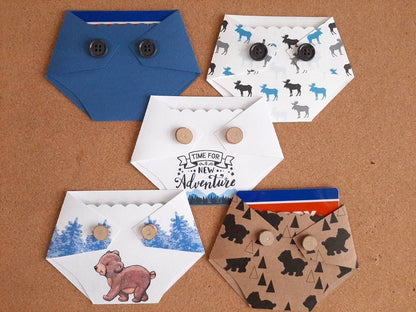Baby Shower Game Prizes - Mountain Adventure with Woodland Animals -Diaper Gift Card Holder