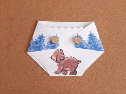 Baby Shower Game Prizes - Mountain Adventure with Woodland Animals -Diaper Gift Card Holder