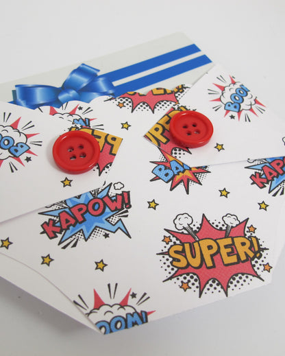 Baby Shower Game Prizes - Superhero - Diaper Shaped Gift Card Holder
