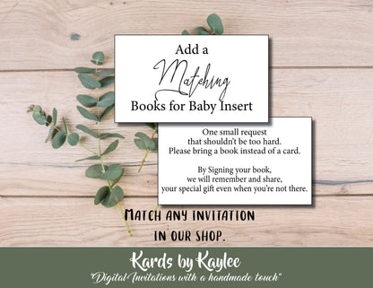 Bring A Book Request Card - 10 Pack - Printed Baby Shower Invitation Insert Book Request - Build Babies  Library