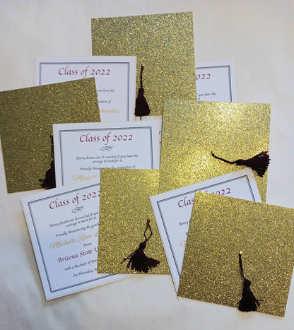 Girls High School Graduation Invitation or Announcement with Envelopes - Gold Glitter