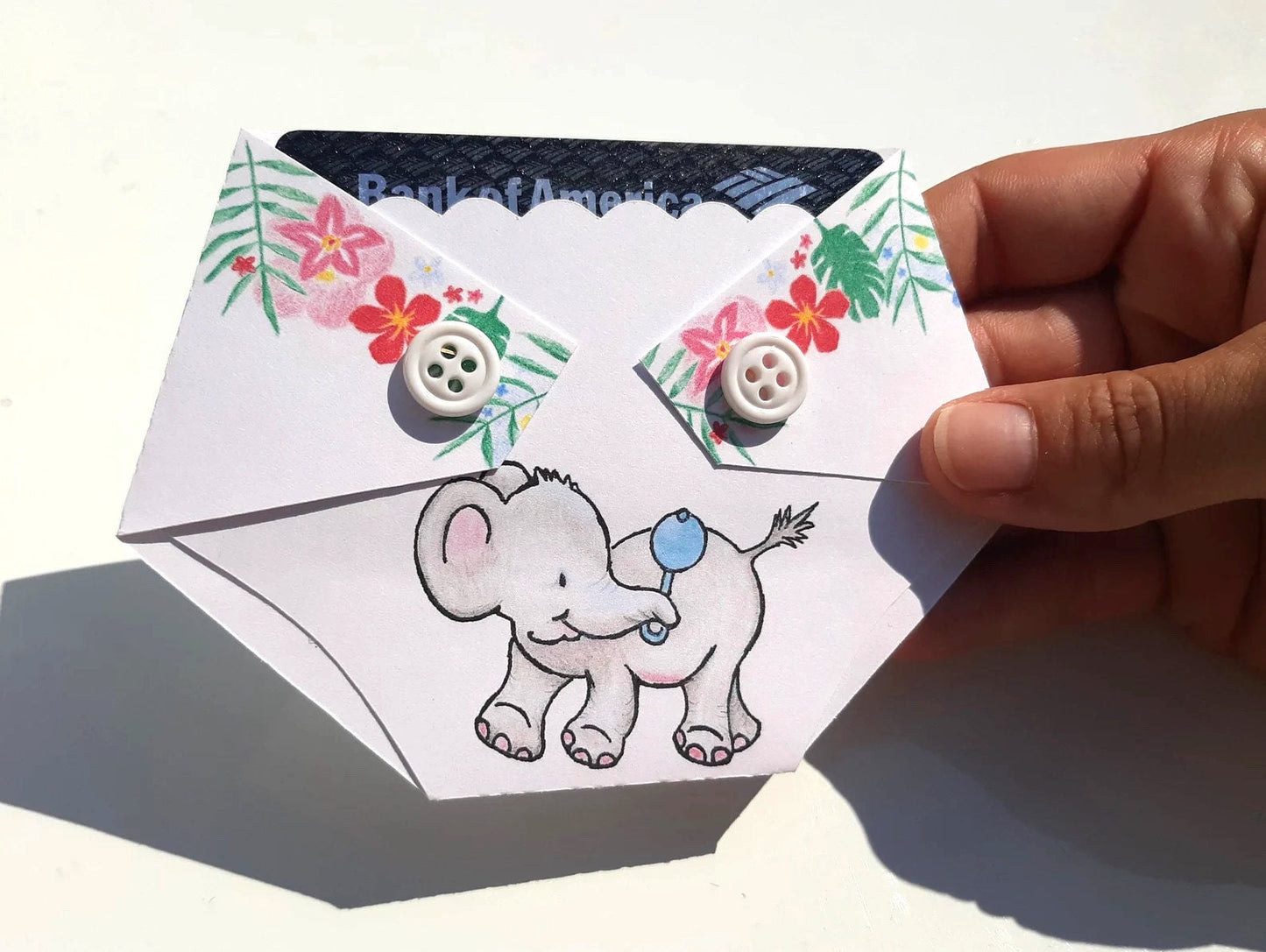Baby Shower Game Prizes -Elephant - Shower Prize - Baby Shower Game Gift/Gift Card Holder/Diaper Raffle Prize/Winner/Door Prize/Giveaway
