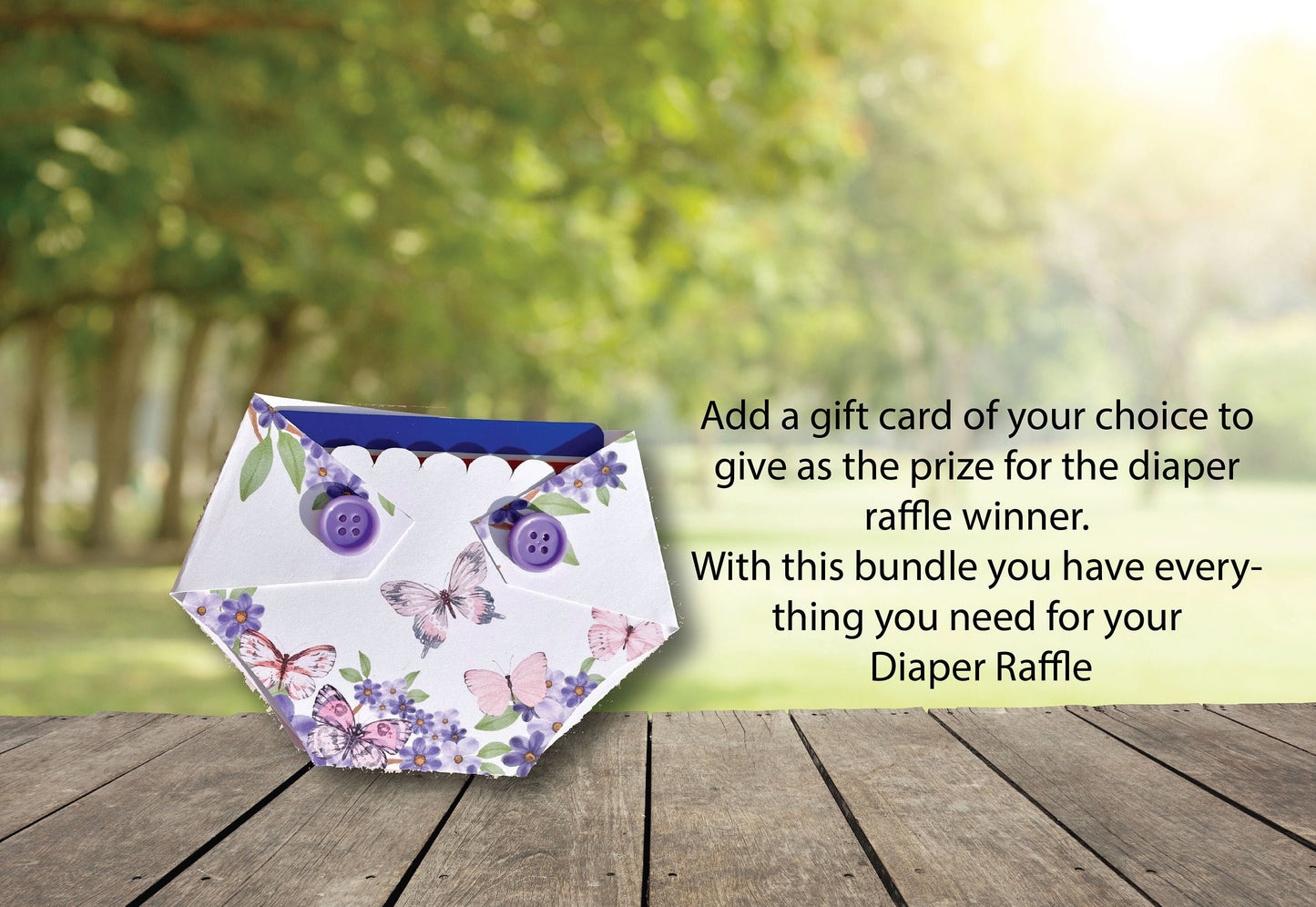 Butterfly Diaper Raffle Bundle for Baby Shower - Includes Printed Raffle Sign, Prize for Winner, Diaper Raffle Tickets Butterflies