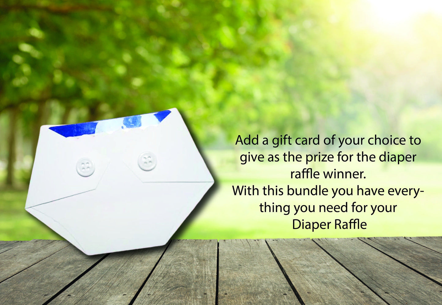 Baby Shower Diaper Raffle Bundle - Includes Printed Raffle Sign, Diaper Raffle Prize Ideas, Diaper Raffle Tickets -