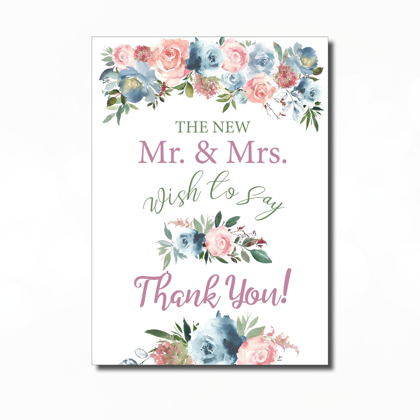 Wedding Thank You Cards – Prewritten Floral Table Cards | Dusty Colors, Pack of 50