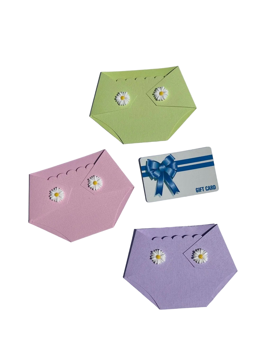 Baby Shower Prize Gift Card Holder Diaper Shaped with Daisies - Prizes for Game Winners