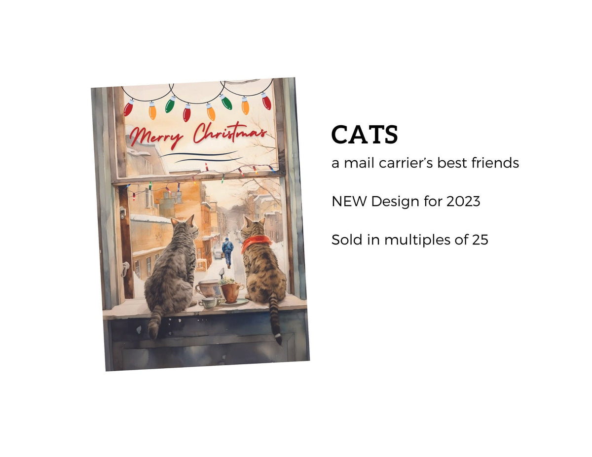 Kitty Cats Christmas Thank You Postcards from Mail Carrier - pack of 25