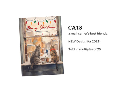 Kitty Cats Christmas Thank You Postcards from Mail Carrier - pack of 25