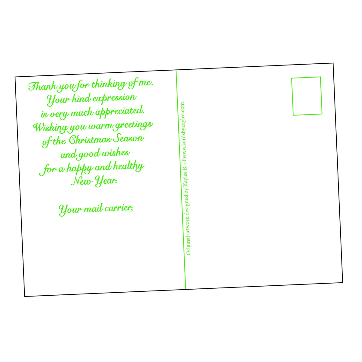 Kitty Cats Christmas Thank You Postcards from Mail Carrier - pack of 25