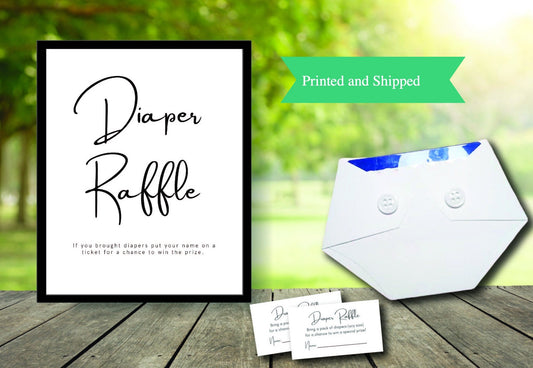 Baby Shower Diaper Raffle Bundle - Includes Printed Raffle Sign, Diaper Raffle Prize Ideas, Diaper Raffle Tickets -