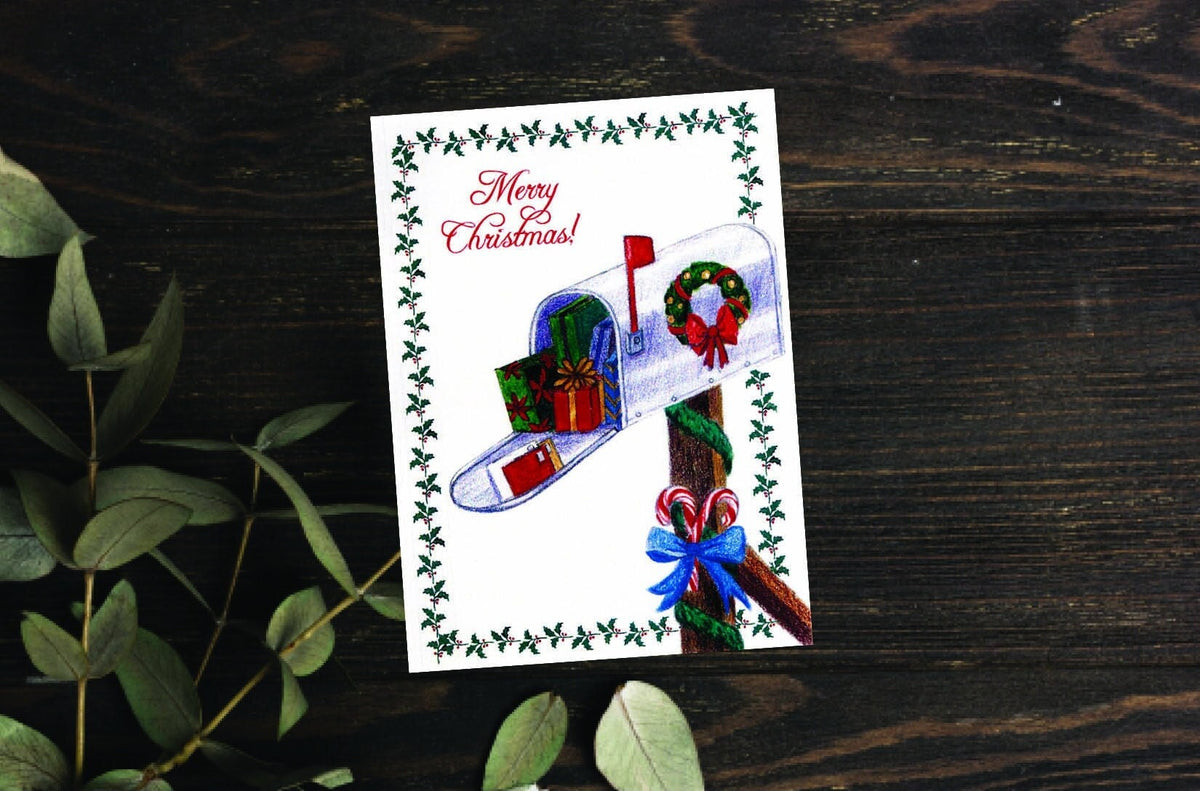 Christmas Postal Thank you Cards Postcard from Mail Carrier - Holiday Thank you card - Rural -  Mailman - Deliver