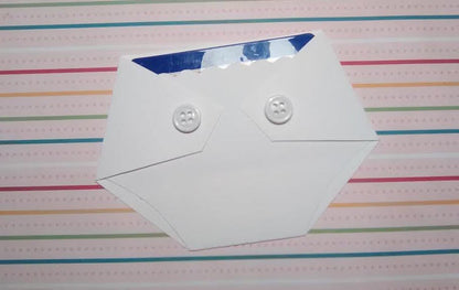 white diaper shaped gift card holder
